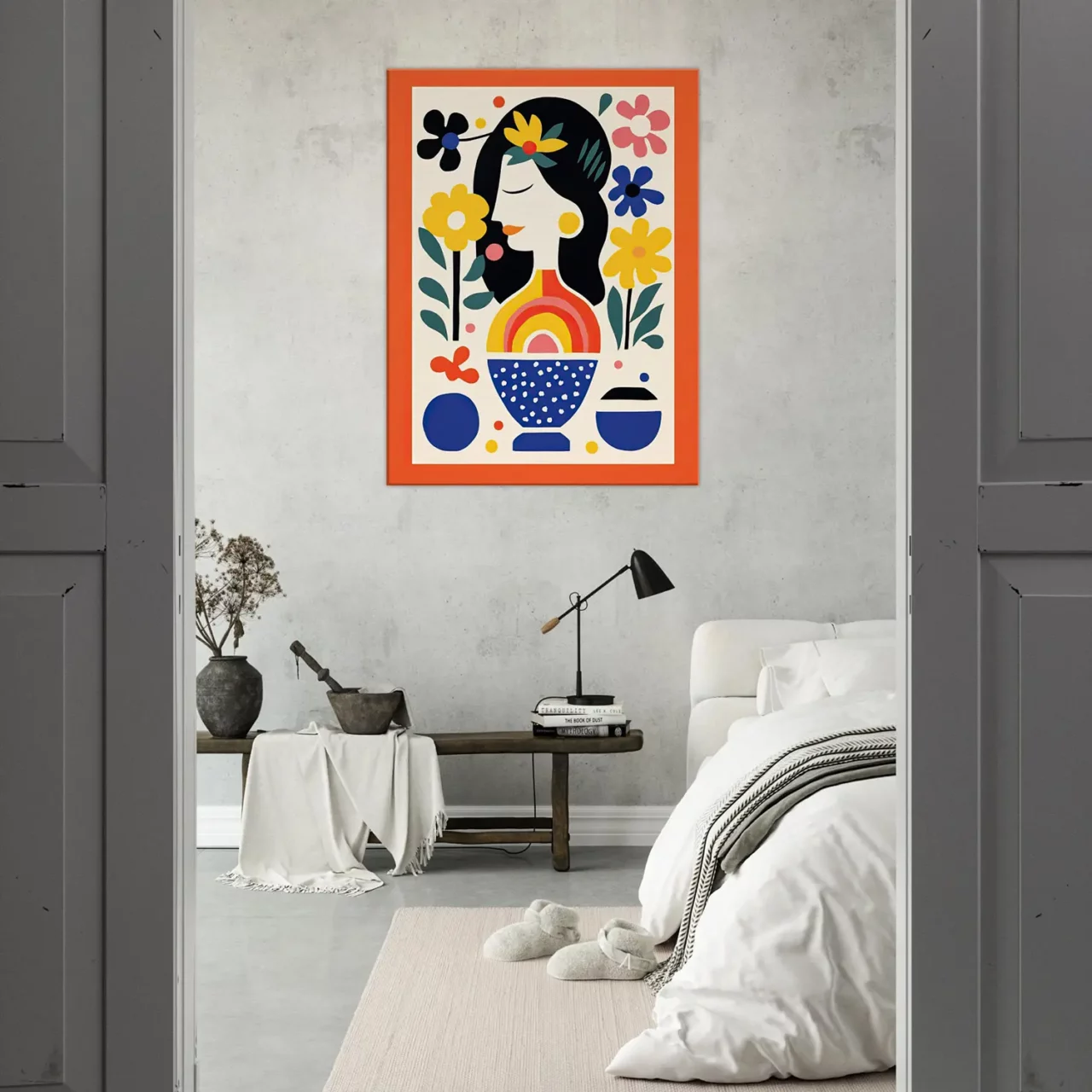 tableau style matisse femme et fleurs