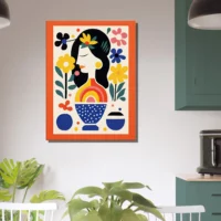 tableau style matisse femme et fleurs