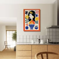 tableau style matisse femme et fleurs