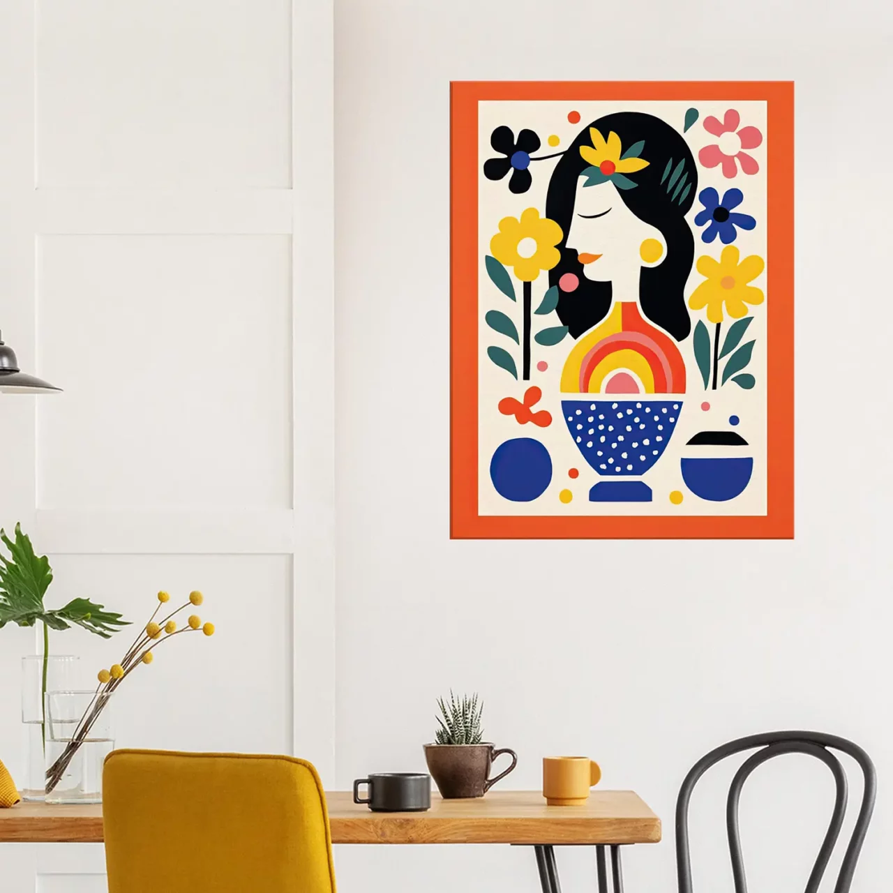 tableau style matisse femme et fleurs