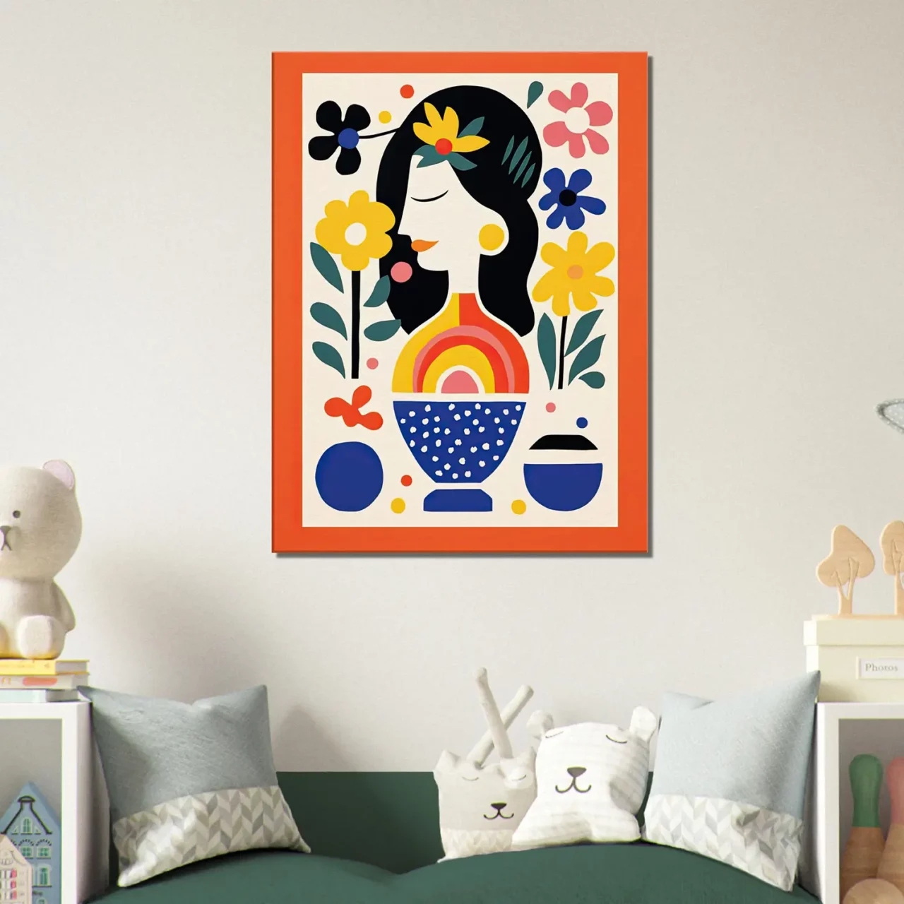 tableau style matisse femme et fleurs