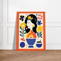 tableau style matisse femme et fleurs