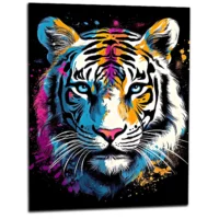 Tableau Tigre blanc coloré Peinture et dessin tigre blanc coloré peinture et dessin