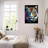 Tableau Tigre blanc coloré Peinture et dessin tigre blanc coloré peinture et dessin
