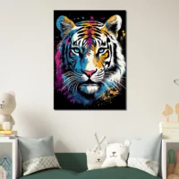 Tableau Tigre blanc coloré Peinture et dessin tigre blanc coloré peinture et dessin