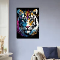 Tableau Tigre blanc coloré Peinture et dessin tigre blanc coloré peinture et dessin