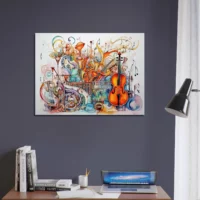 cadre art abstrait instruments de musique