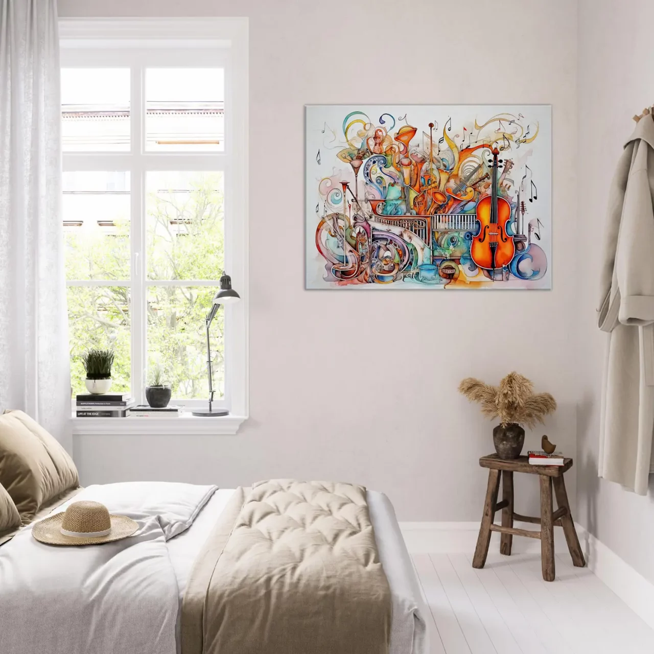cadre art abstrait instruments de musique