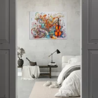 cadre art abstrait instruments de musique
