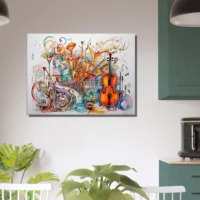 cadre art abstrait instruments de musique