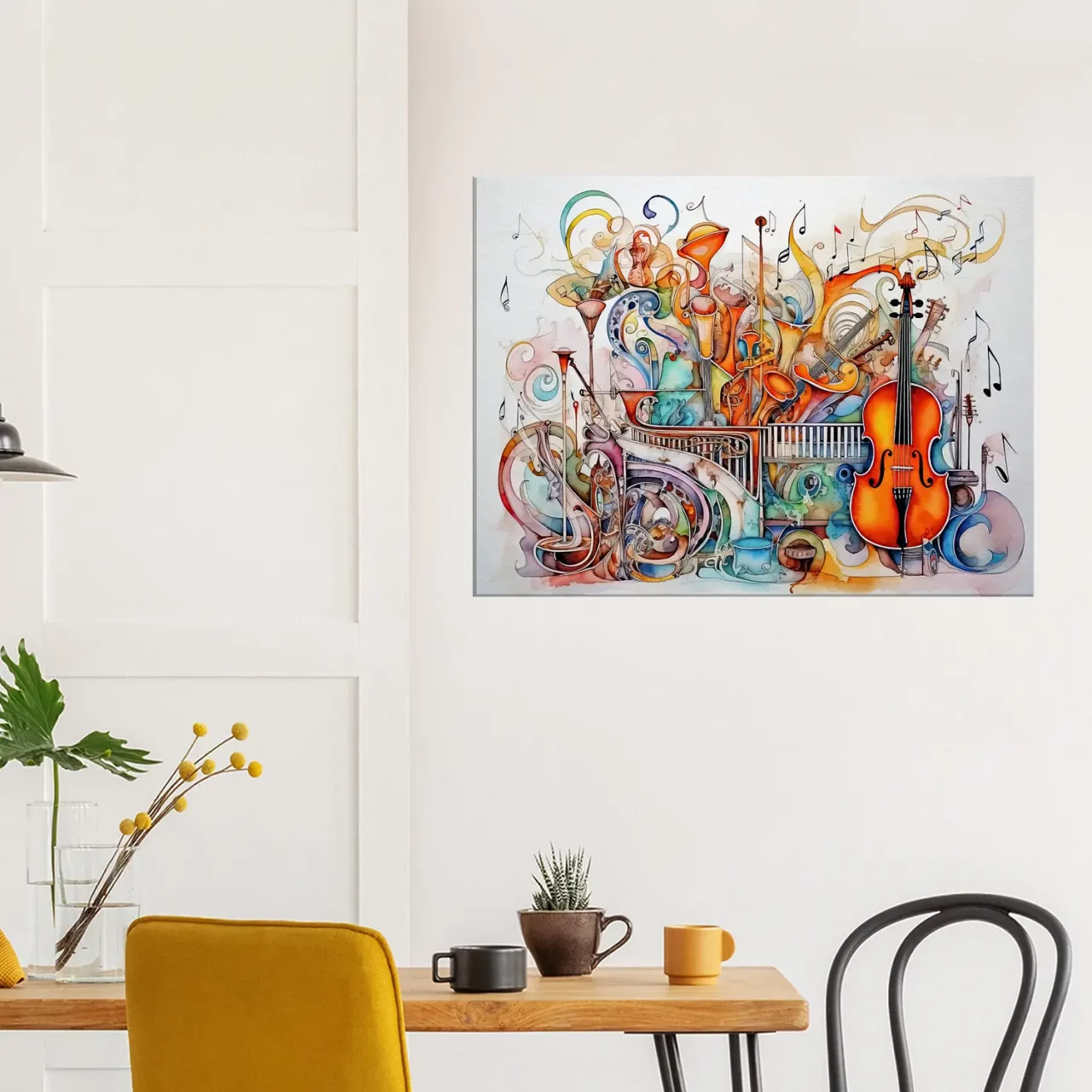 cadre art abstrait instruments de musique