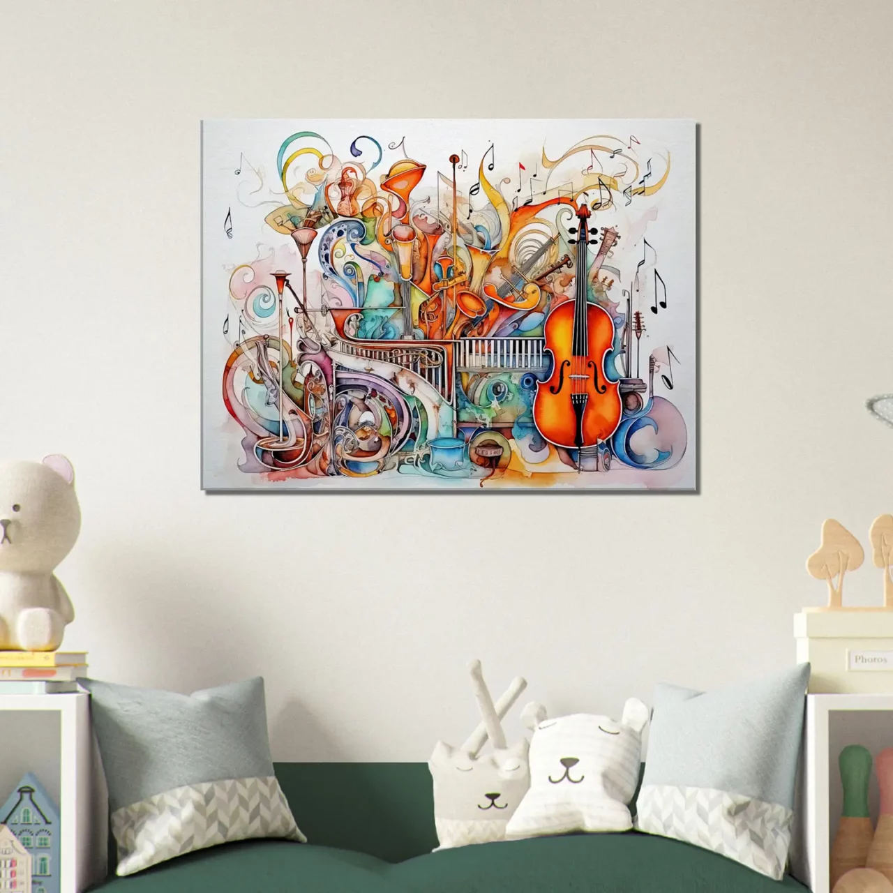 cadre art abstrait instruments de musique