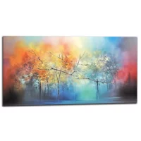 art abstrait forêt brumeuse colorée