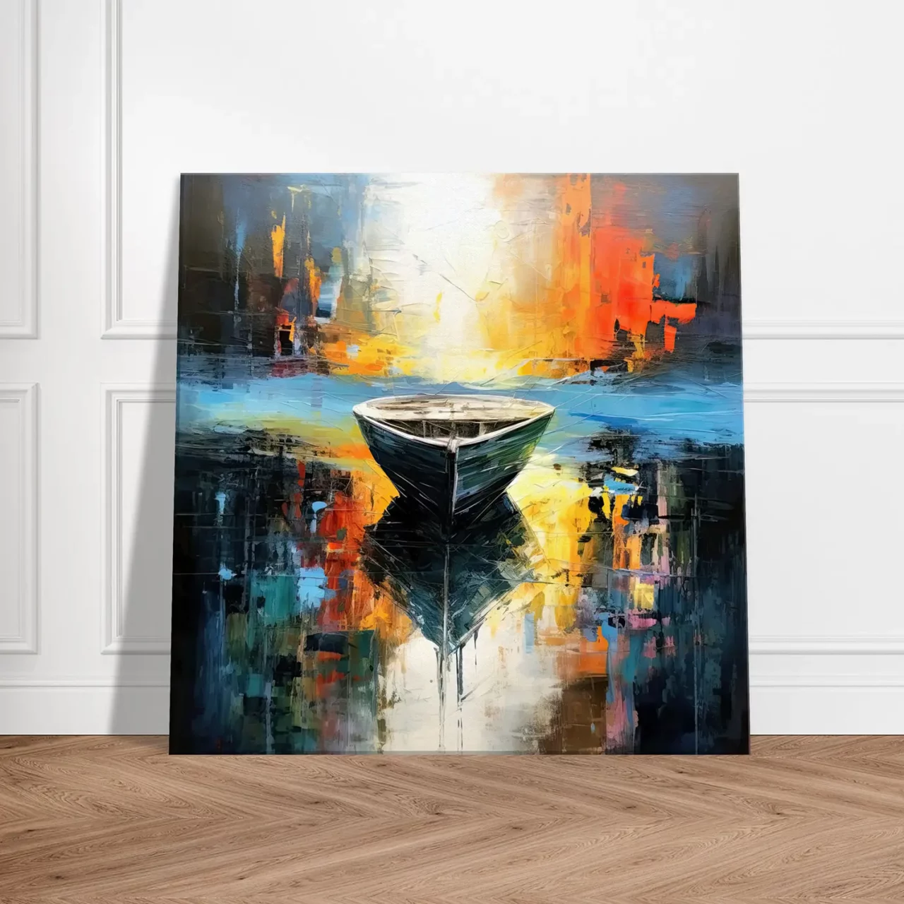 Tableau Art Abstrait barque sur l’eau art abstrait barque sur l'eau