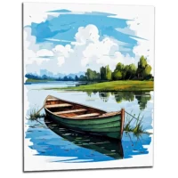 Tableau mural Barque seule sur la rivière barque seule sur la rivière