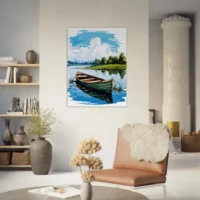 Tableau mural Barque seule sur la rivière barque seule sur la rivière