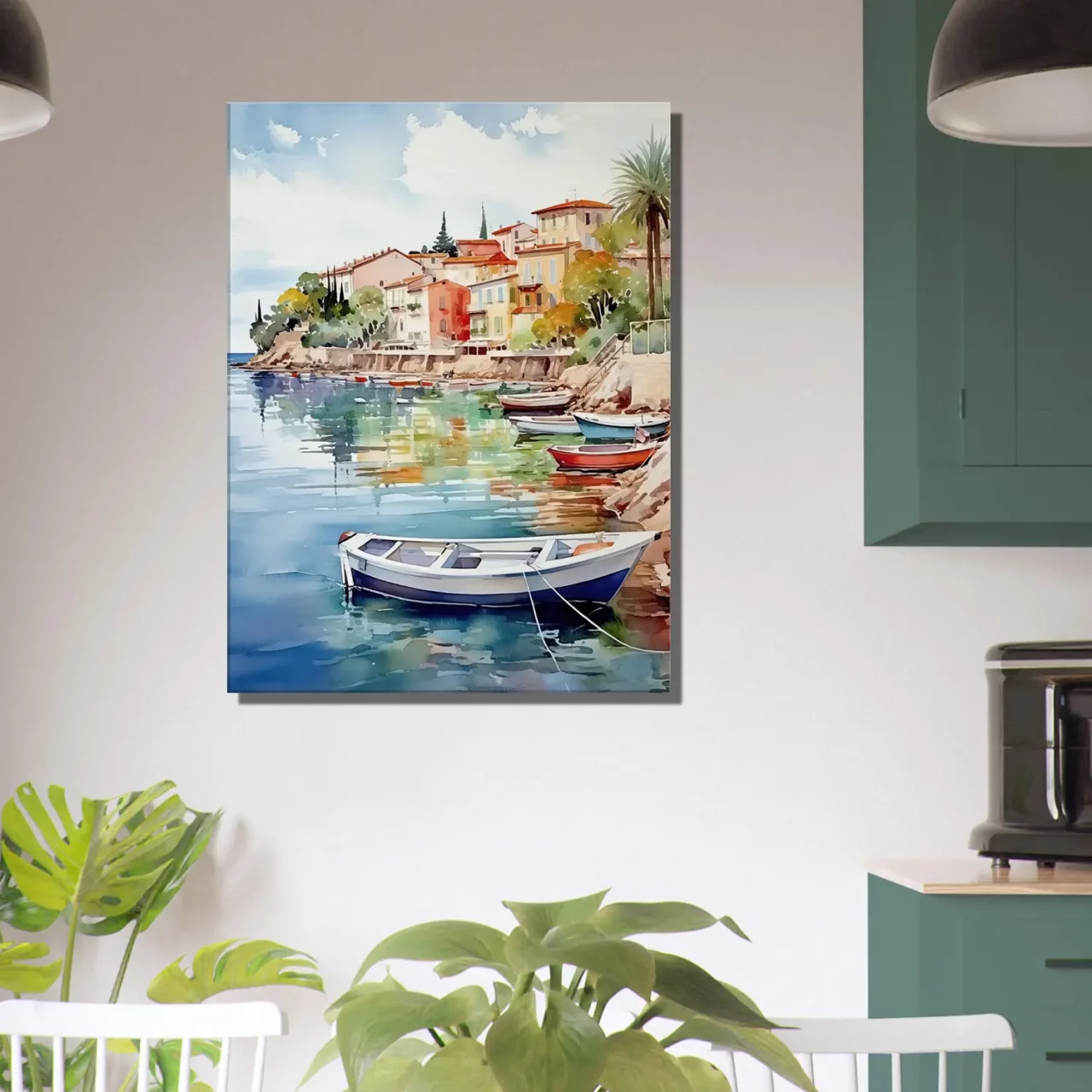 Barques sur la côte d’azur – Tableau Aquarelle barques sur la côte d'azur aquarelle