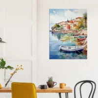 Barques sur la côte d’azur – Tableau Aquarelle barques sur la côte d'azur aquarelle