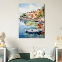 Barques sur la côte d’azur – Tableau Aquarelle barques sur la côte d'azur aquarelle
