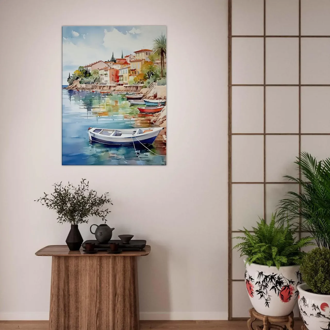 Barques sur la côte d’azur – Tableau Aquarelle barques sur la côte d'azur aquarelle