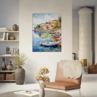 Barques sur la côte d’azur – Tableau Aquarelle barques sur la côte d'azur aquarelle