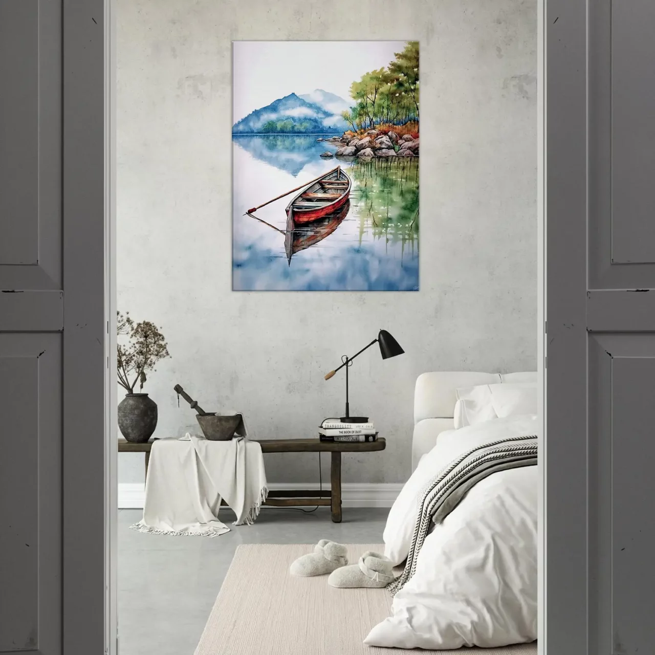 canoe sur lac canadien