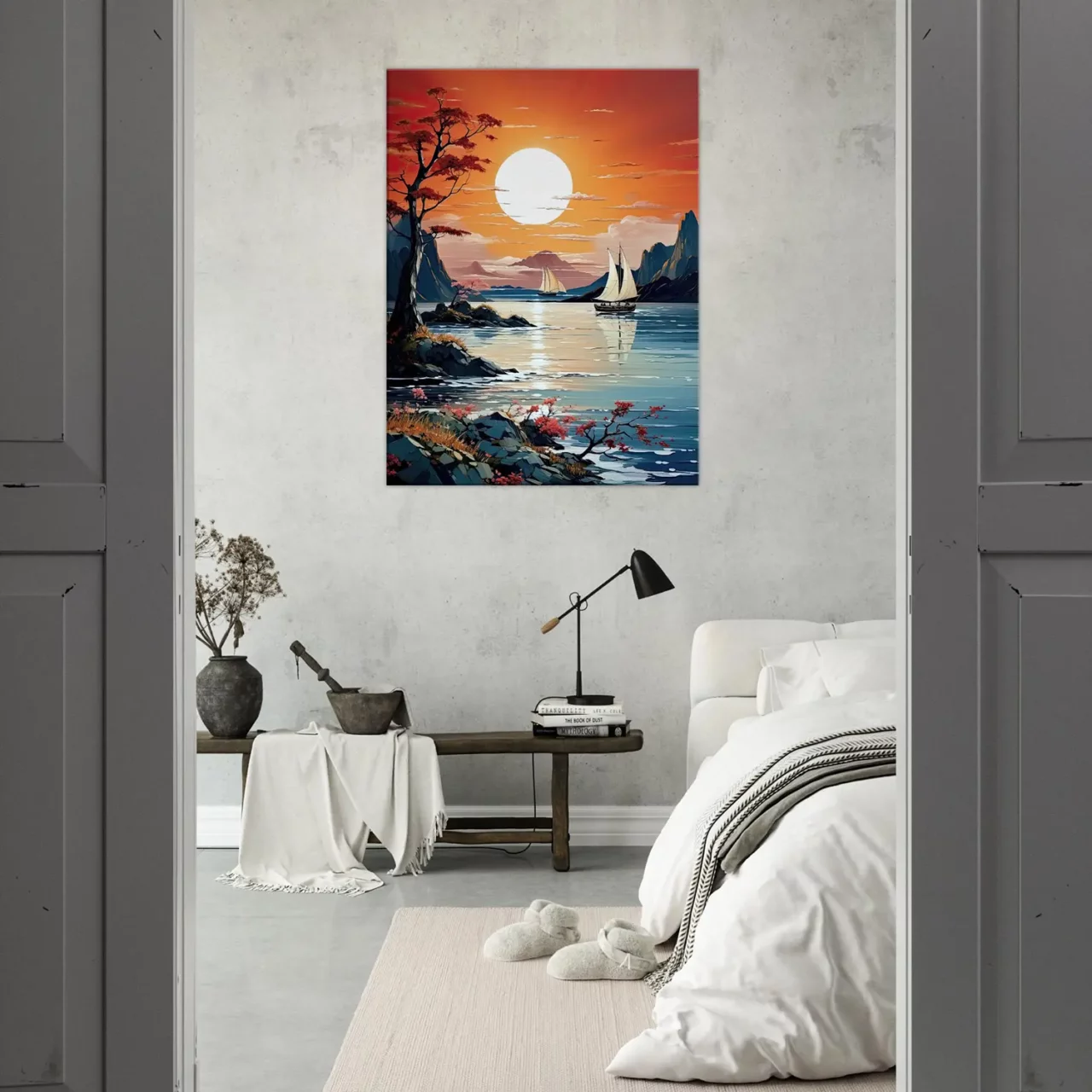 Tableau Coucher de soleil sur voiliers en Asie coucher de soleil sur voiliers en asie