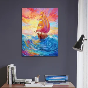 Peinture Couleurs de feu pour bateau sur l'océan