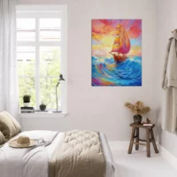 Peinture Couleurs de feu pour bateau sur l’océan couleurs de feu pour bateau sur l'océan