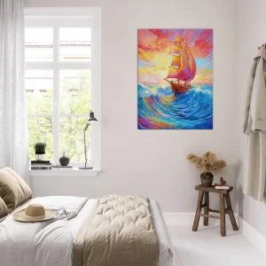 Peinture Couleurs de feu pour bateau sur l'océan