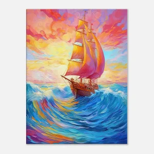 Peinture Couleurs de feu pour bateau sur l'océan