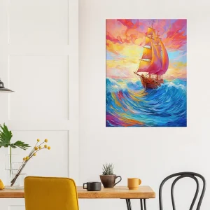 Peinture Couleurs de feu pour bateau sur l'océan