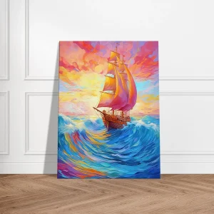 Peinture Couleurs de feu pour bateau sur l'océan