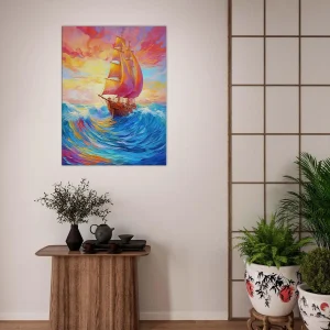 Peinture Couleurs de feu pour bateau sur l'océan