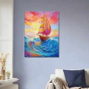 Peinture Couleurs de feu pour bateau sur l'océan