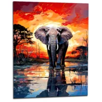Éléphant dans la savane au coucher du soleil elephant dans la savane au coucher du soleil