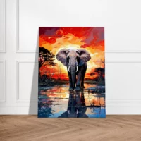 elephant dans la savane au coucher du soleil