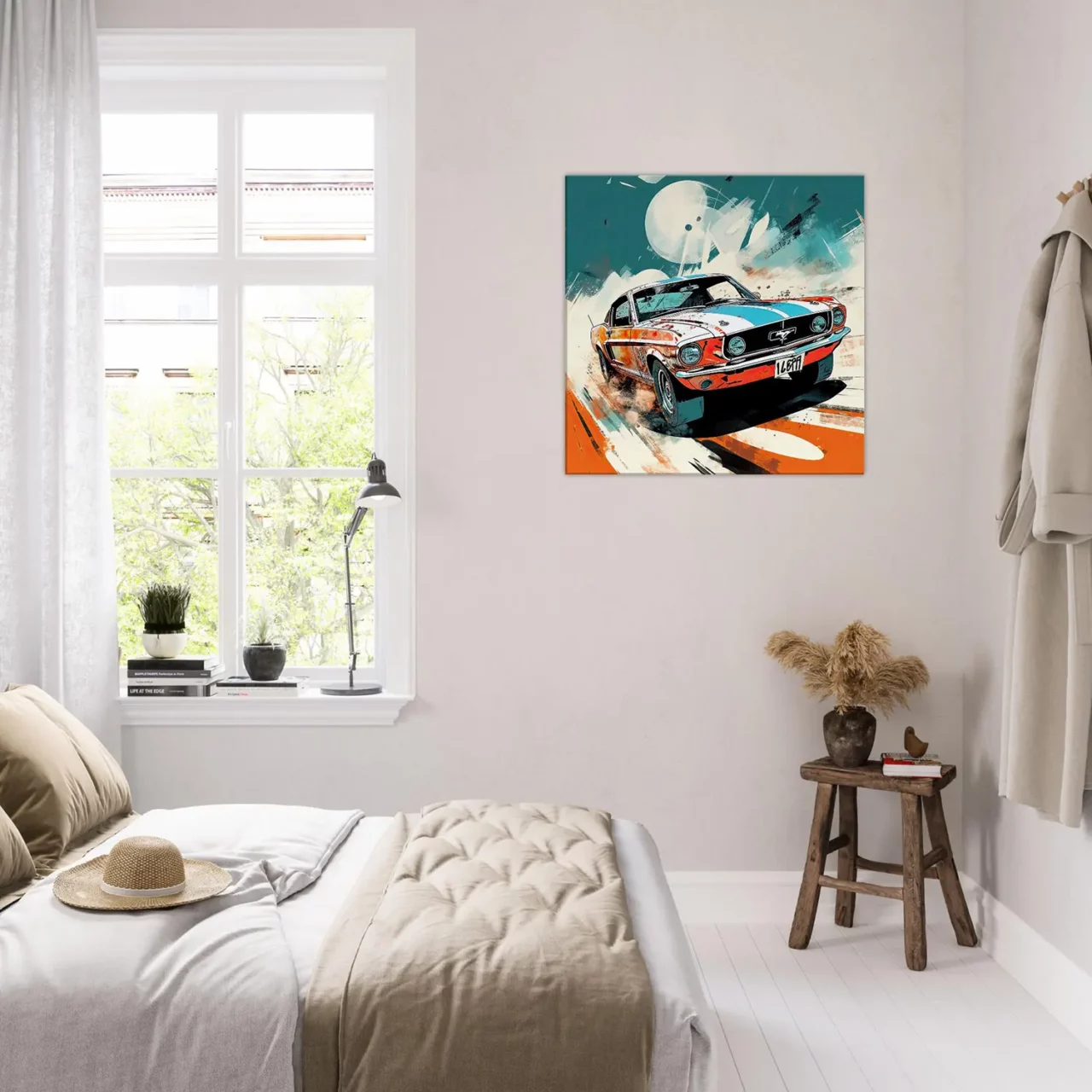 ford mustang orange et bleue style bd