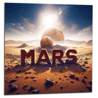 Mars sur Mars, Illustration cadre déco mars sur mars, illustration déco