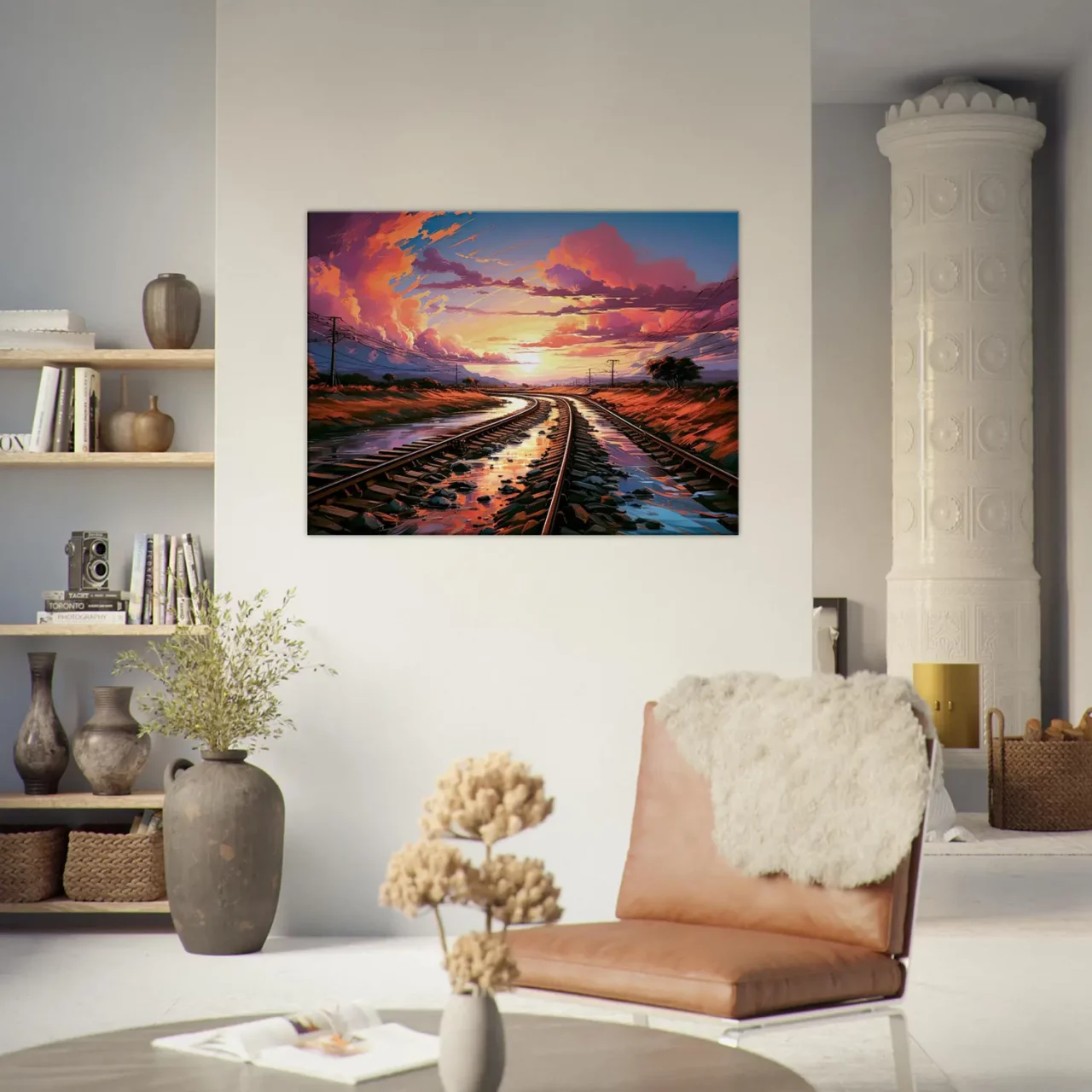 Cadre Paysage Rails et Coucher de Soleil paysage rails et coucher de soleil