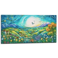paysage vert et bleu style chagall