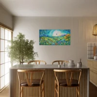 Tableau Paysage Vert et Bleu style Chagall paysage vert et bleu style chagall