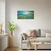 Tableau Paysage Vert et Bleu style Chagall paysage vert et bleu style chagall