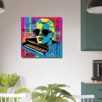 pop art piano, musique et lunettes