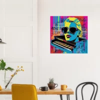 pop art piano, musique et lunettes