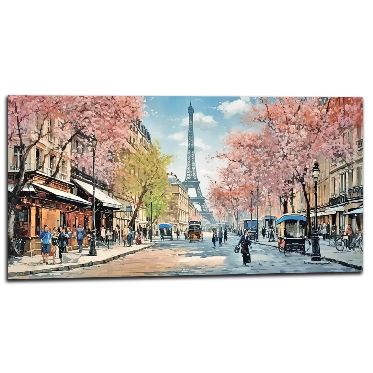 scene printaniere dans une rue de paris