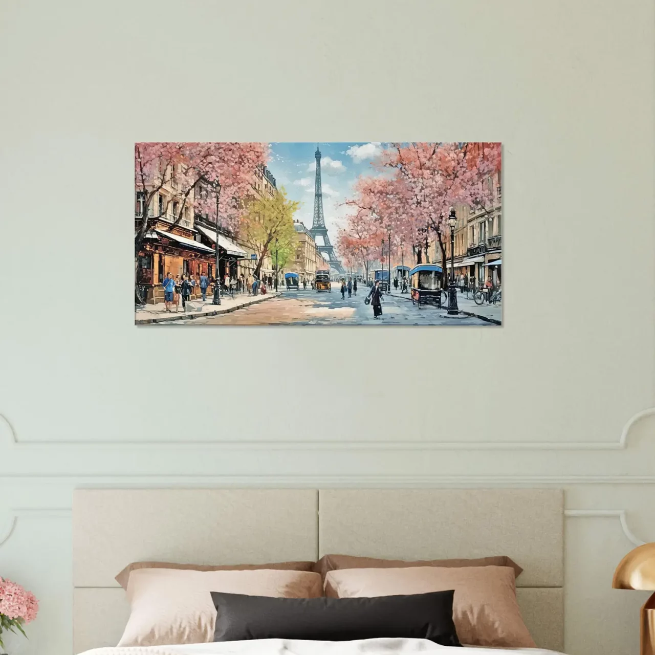 scene printaniere dans une rue de paris