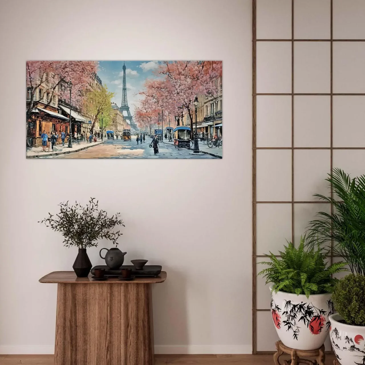 scene printaniere dans une rue de paris
