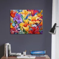 tableau hibiscus colorés