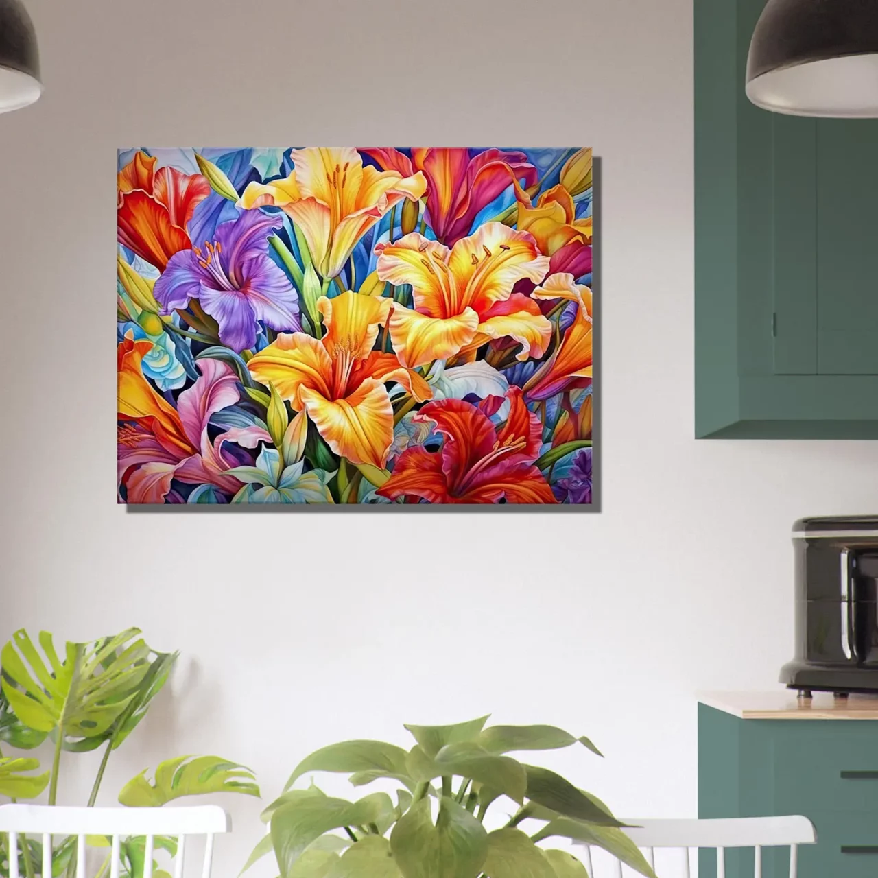 tableau hibiscus colorés